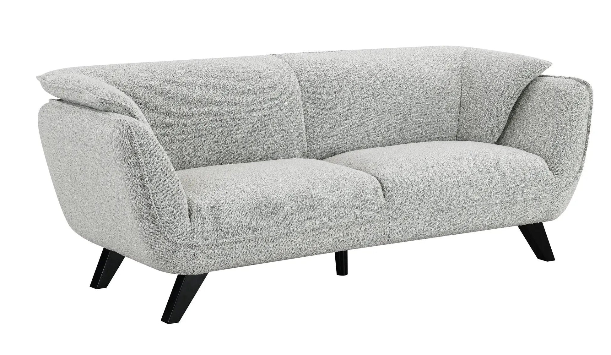 Nayeli Boucle Sofa in light gray boucle fabric with angled black legs by Unique Piece Furniture on Tampa Home & Garden Store