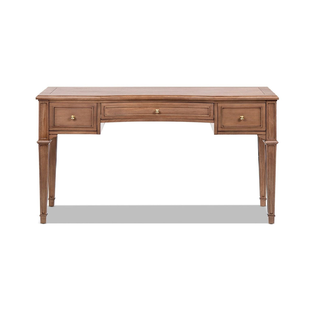 Brown wood executive desk with satin-gold hardware, 3 drawers, HouseOfZazla on Tampa Home & Garden Store