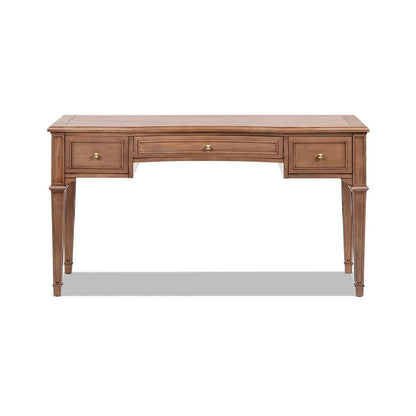 Brown wood executive desk with satin-gold hardware, 3 drawers, HouseOfZazla on Tampa Home & Garden Store