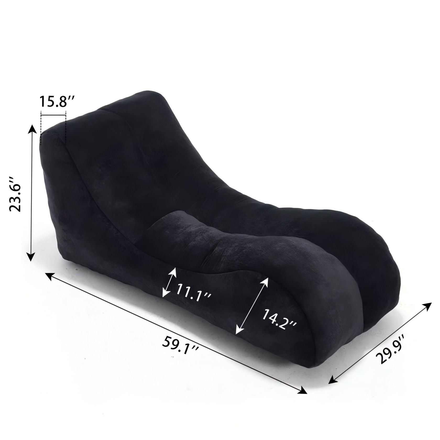 Creative Bean Bag Sofa Chair, black plush by HouseOfZazla; sponge-filled on Tampa Home & Garden Store