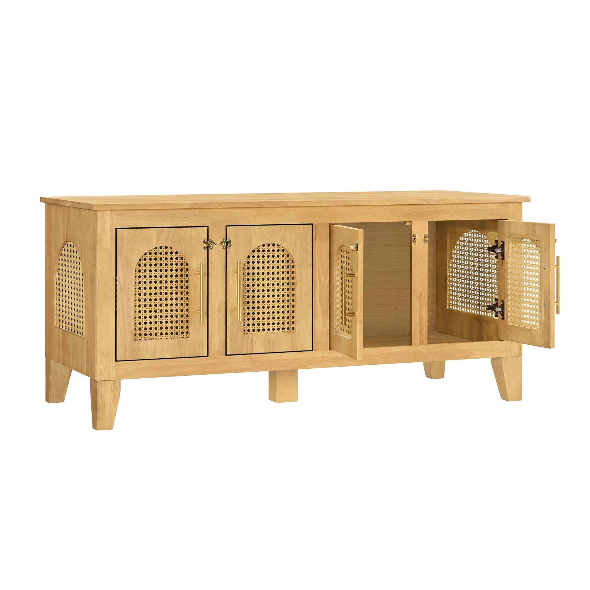 Lars Indoor Rattan Decorated Rubber Wood Dog Crate Cabinet by HouseOfZazla with caned doors on Tampa Home & Garden Store