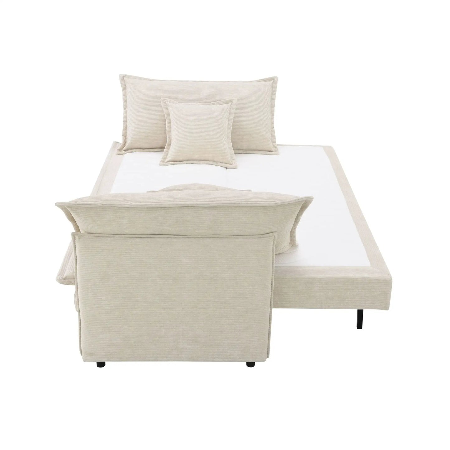 Elisea sleeper sectional sofa beige fabric with 2 toss pillows by Unique Piece Furniture on Tampa Home & Garden Store