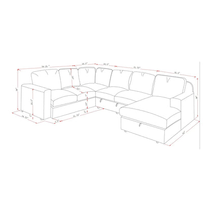 Melody sleeper sectional by Unique Piece Furniture; L-shaped drawing with measurements on Tampa Home & Garden Store