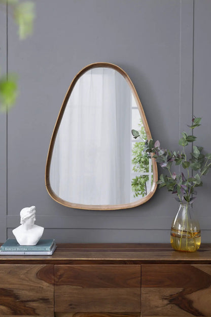 Irrgeular Mirror With Frame For Living Room Brown