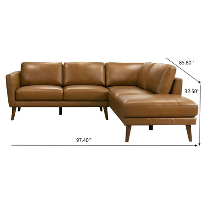 Benson Sectional Sofa with Chaise, brown leather, Unique Piece Furniture on Tampa Home & Garden Store