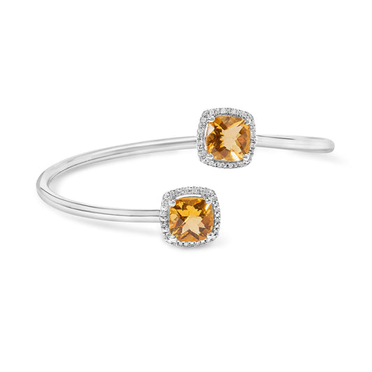 Bracelet .925 Silver Citrine Diamond bypass cushion-cut yellow citrine fits up to 7.75 in on Tampa Home & Garden Store