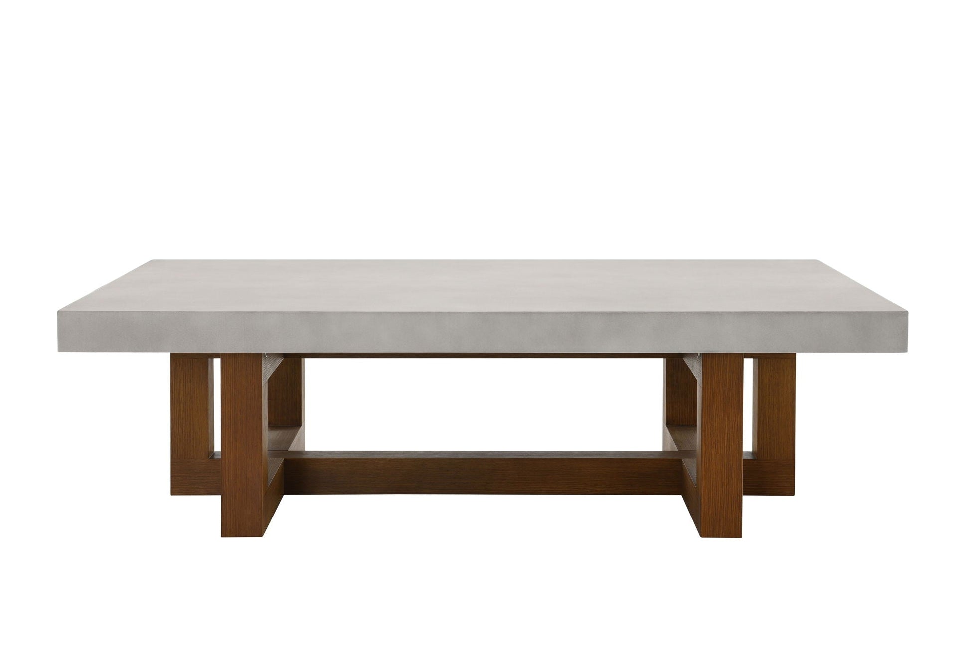 Keven Faux Concrete Top Coffee Table concrete-look top with brown wood legs HouseOfZazla on Tampa Home & Garden Store