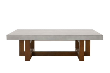 Keven Faux Concrete Top Coffee Table concrete-look top with brown wood legs HouseOfZazla on Tampa Home & Garden Store