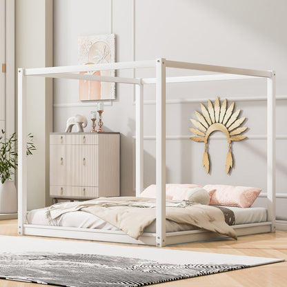 White wood canopy bed with airflow slats and sturdy support legs by HouseOfZazla on Tampa Home & Garden Store