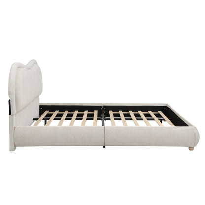 Upholstered Platform Bed with Curved Headboard