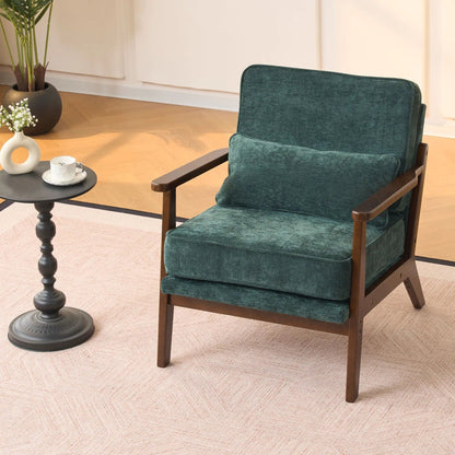 Living Room Chair with Lumbar Pillow Mid Century