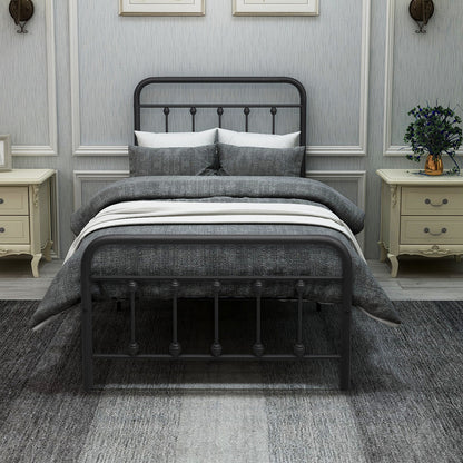 Tara Victorian-Style Steel Bed Frame black steel with headboard HouseOfZazla on Tampa Home & Garden Store