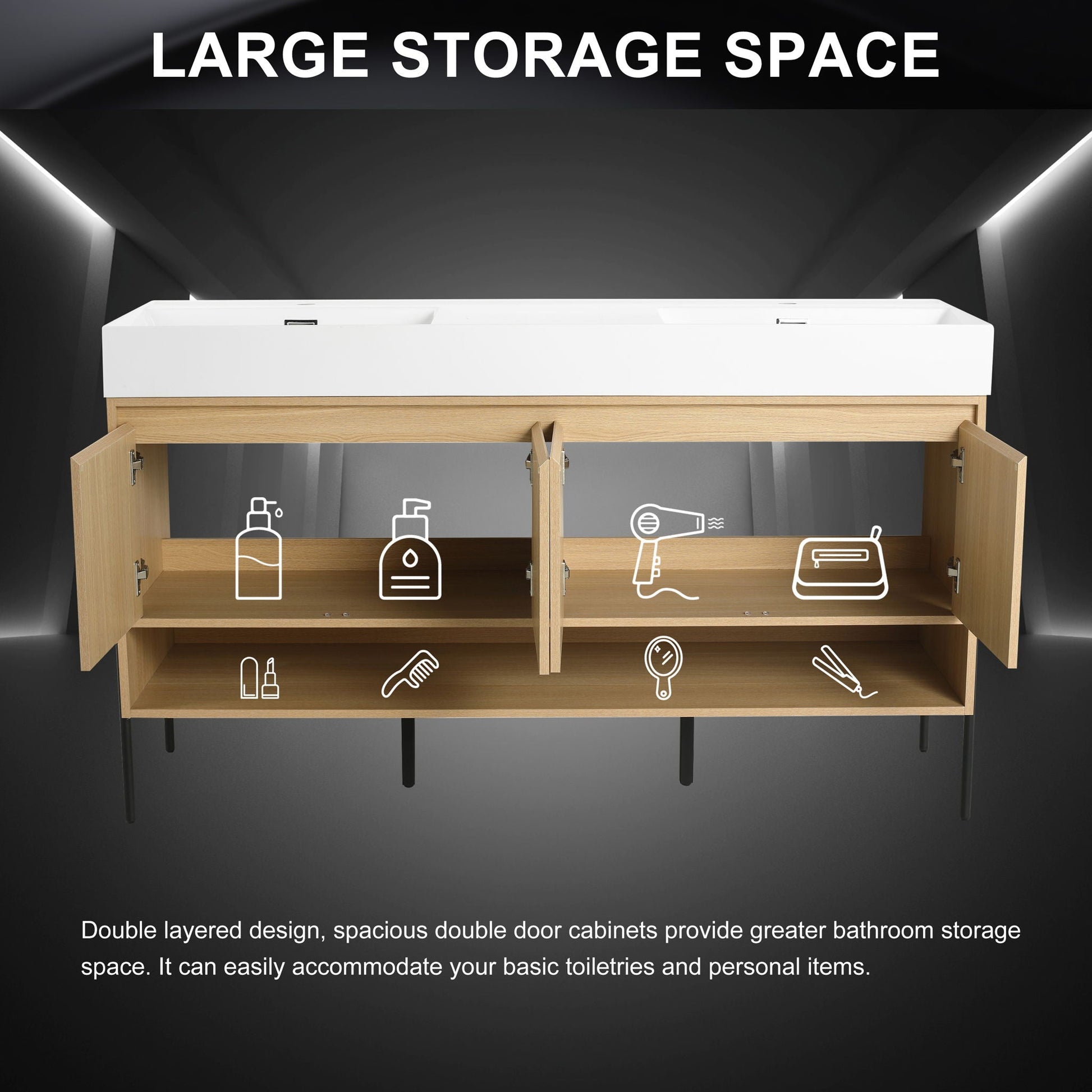 Modern bathroom vanity with single resin sink and light wood storage cabinet by HouseOfZazla on Tampa Home & Garden Store