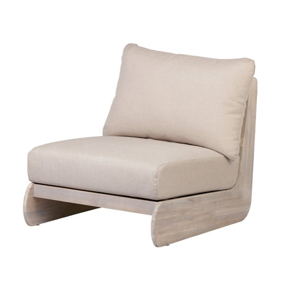 Outdoor Acacia Lazy 5 Seater Chat Set beige cushions on wood frame HouseOfZazla on Tampa Home & Garden Store