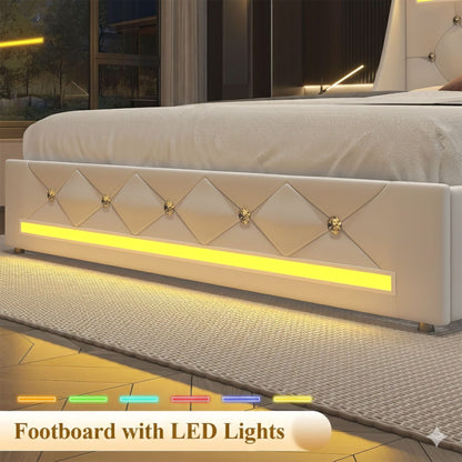 Wingback Upholstered Bed Frame Led and Usb