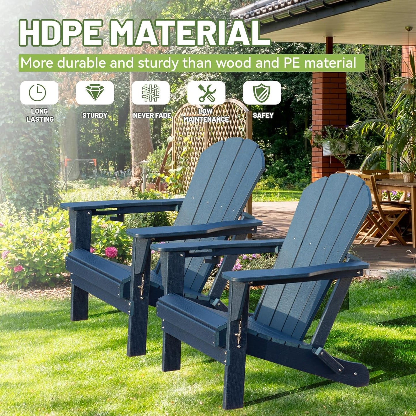 Adirondack Chairs Set of Two Plastic for Patio