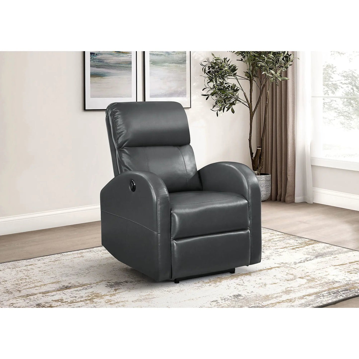 Meglia Power Recliner Chair dark gray leather recliner by Unique Piece Furniture on Tampa Home & Garden Store