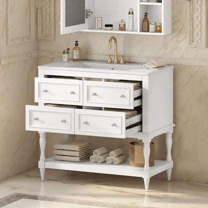 Bathroom vanity with undermount sink, 4-drawer set, gold faucet by Unique Piece Furniture on Tampa Home & Garden Store