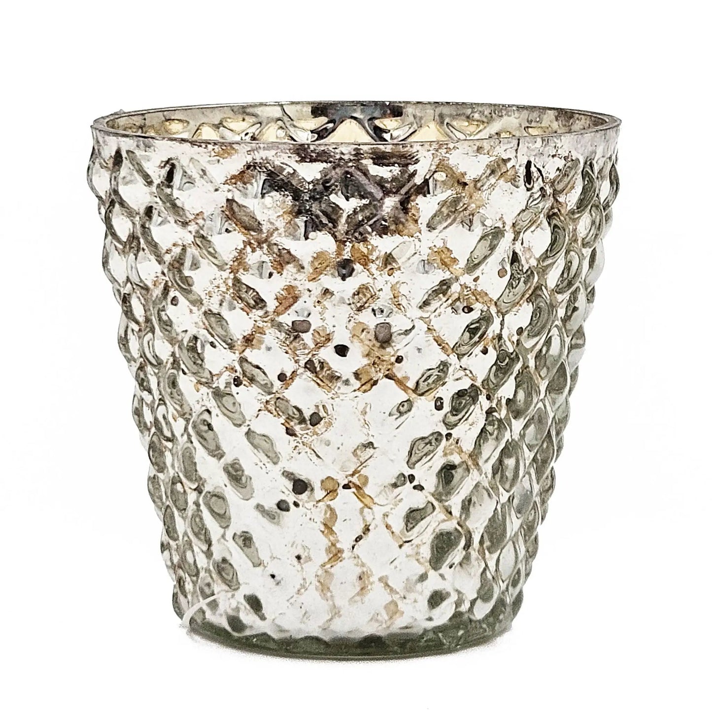 Scented soy wax candle glass silver textured mosaic vessel set of 4 on Tampa Home and Garden Store