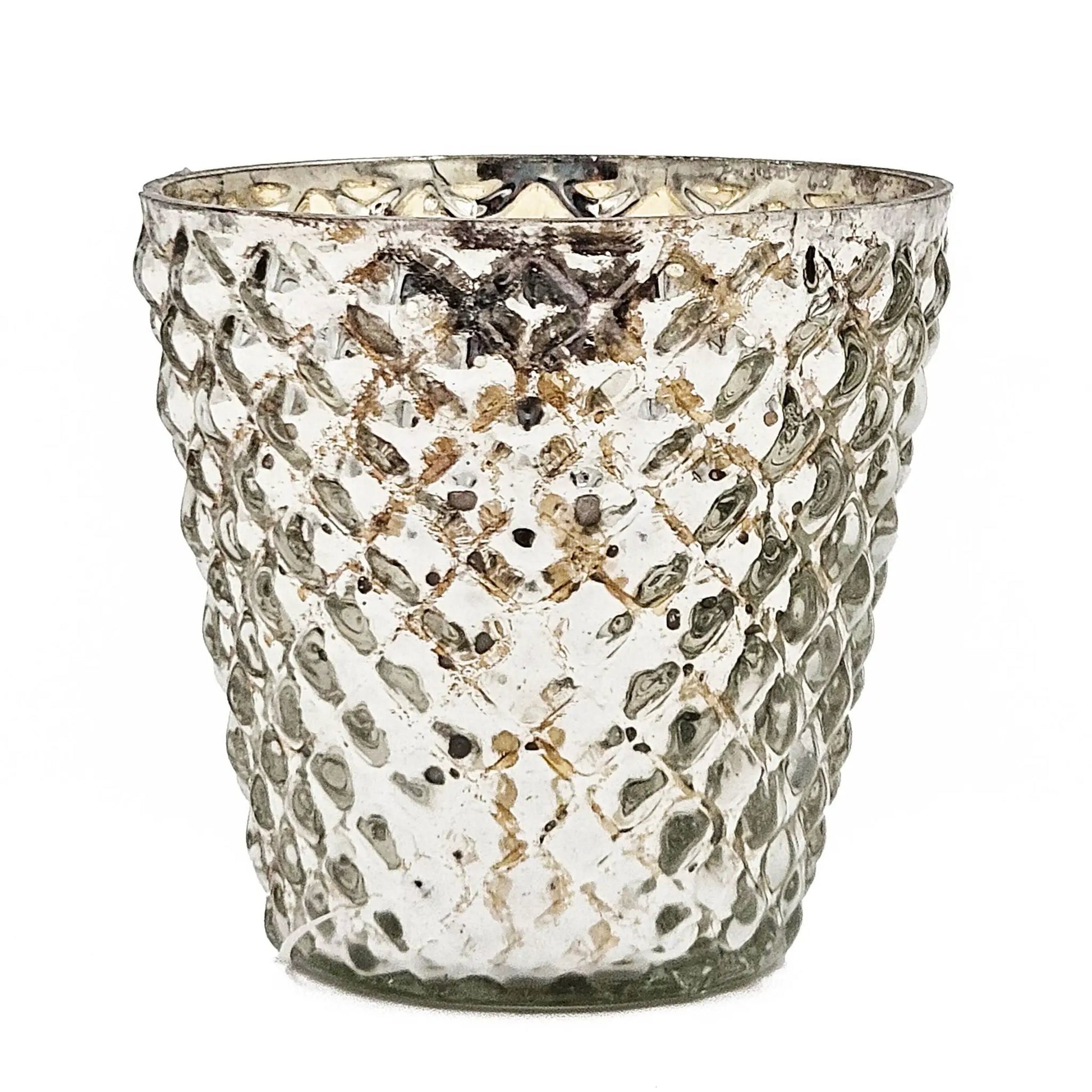 Scented soy wax candle glass silver textured mosaic vessel set of 4 on Tampa Home and Garden Store