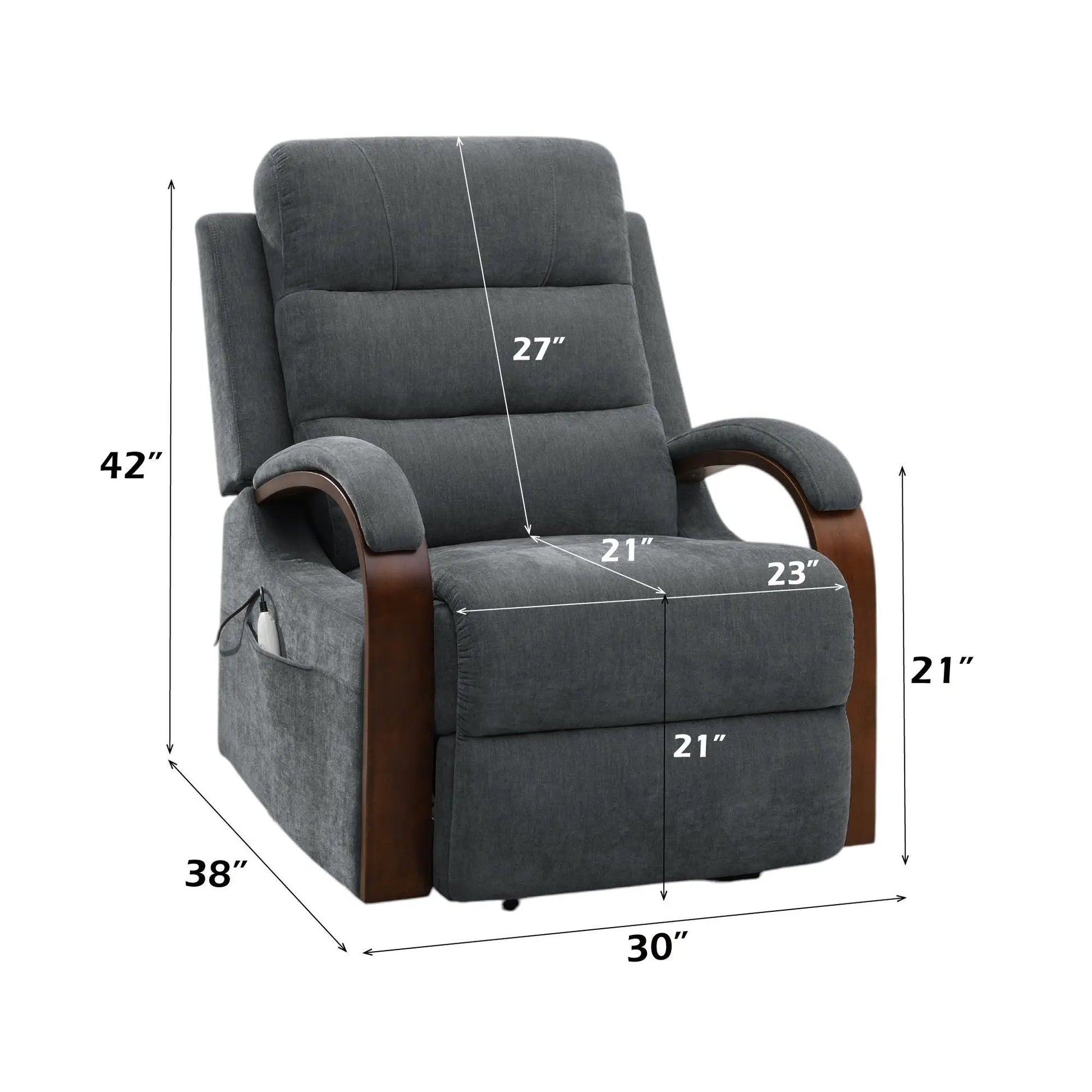 Kayla power lift recliner with zero gravity, heating & massage in gray by Unique Piece Furniture on Tampa Home & Garden Store