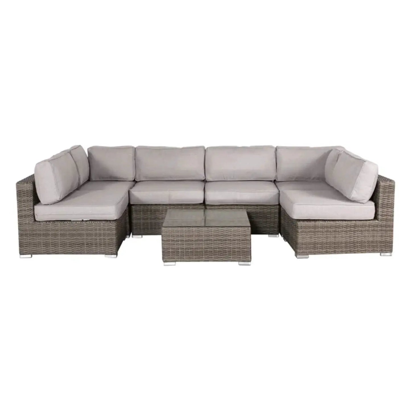 Seating Set With Cushions Handcrafted Wicker Design 4-Piece Outdoor Set with glass-top table on Tampa Home & Garden Store
