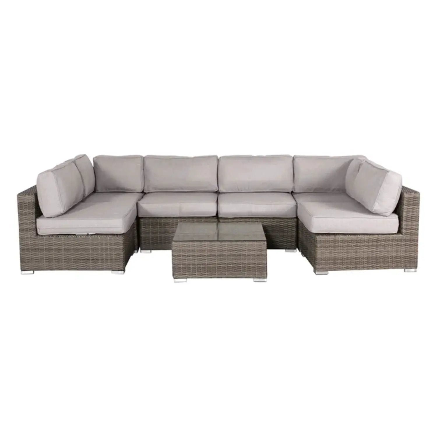 Seating Set With Cushions Handcrafted Wicker Design 4-Piece Outdoor Set with glass-top table on Tampa Home & Garden Store