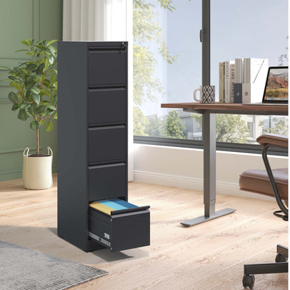 Steel vertical filing cabinet with lock in black by HouseOfZazla for office use on Tampa Home & Garden Store