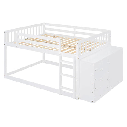 Bunk Bed With Four Drawers and Three Shelves