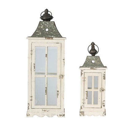 Ivory Wooden Candle Lantern and Vintage Decor