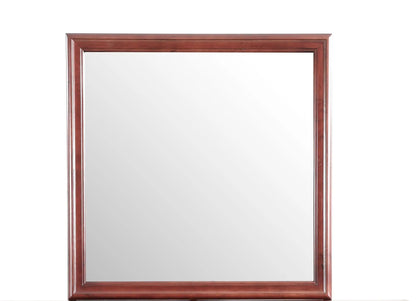 Traditional wall mirror in rich mahogany wood frame with beveled inner edge on Tampa Home & Garden Store