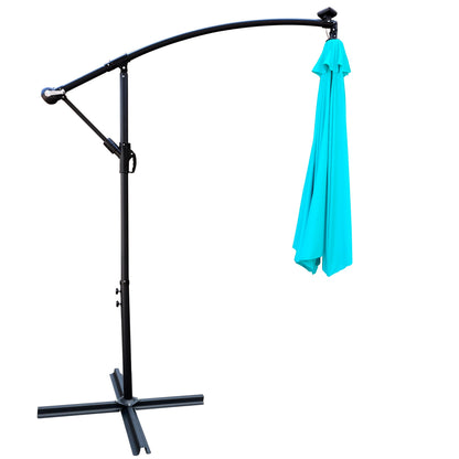 10 ft Outdoor Patio Umbrella turquoise canopy LED lighted HouseOfZazla curved-arm on Tampa Home & Garden Store