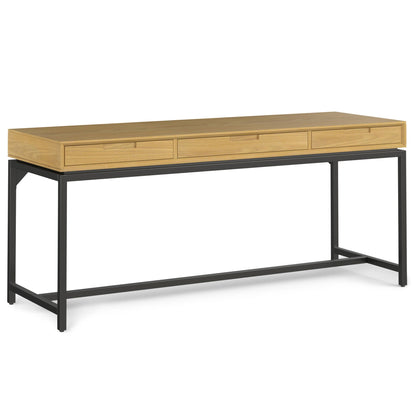 Mid Century Handcrafted Writing Desk with Storage in light oak 3-drawer by HouseOfZazla on Tampa Home & Garden Store