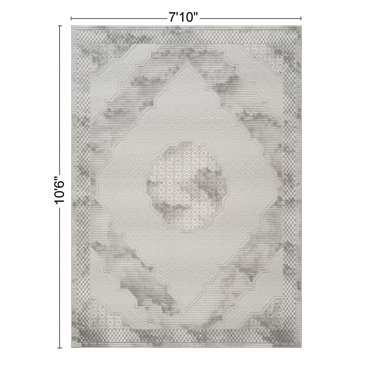 Gray medallion area rug with geometric 3D detailing by HouseOfZazla on Tampa Home & Garden Store