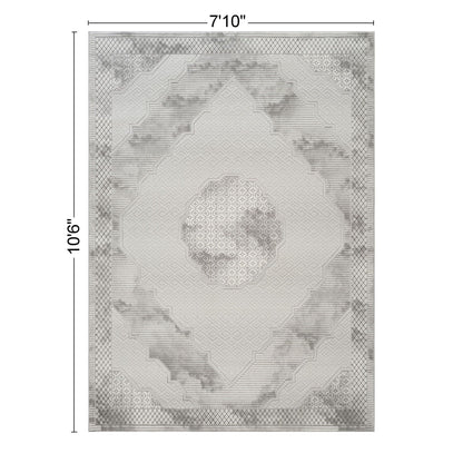 Gray medallion area rug with geometric 3D detailing by HouseOfZazla on Tampa Home & Garden Store