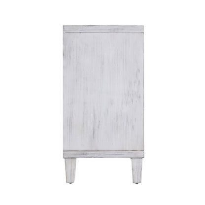 White Wash 4 Door Wooden Accent Cabinet for Home