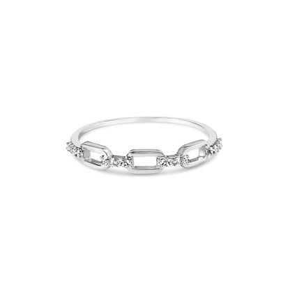 Paperclip band ring in .925 sterling silver with diamond accents, size 6 by Bids.com on Tampa Home & Garden Store