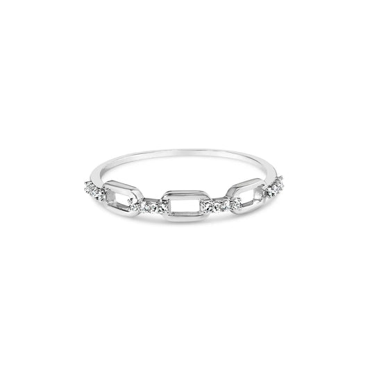 Paperclip band ring in .925 sterling silver with diamond accents, size 6 by Bids.com on Tampa Home & Garden Store