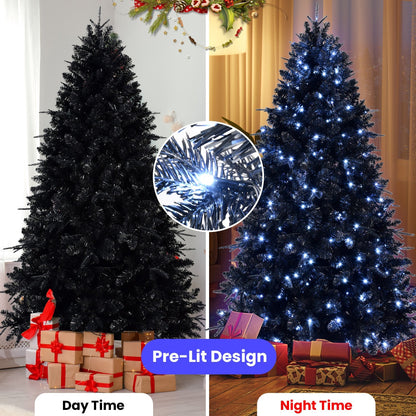6-Foot Pre-Lit Black Christmas Tree with 350 LED Lights by HouseOfZazla on Tampa Home & Garden Store