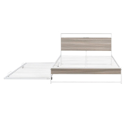Platform Bed Frame With Trundle and USB Ports
