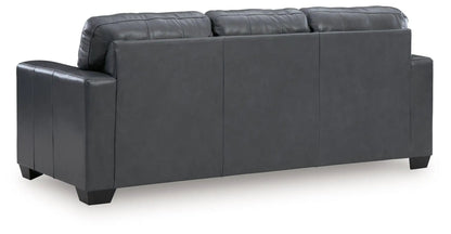 Bolsena three-seat sofa in dark gray leather upholstery with square arms on Tampa Home & Garden Store