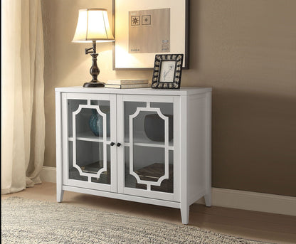 Ceara Console Cabinet white accent table with two glass-front doors on Tampa Home & Garden Store