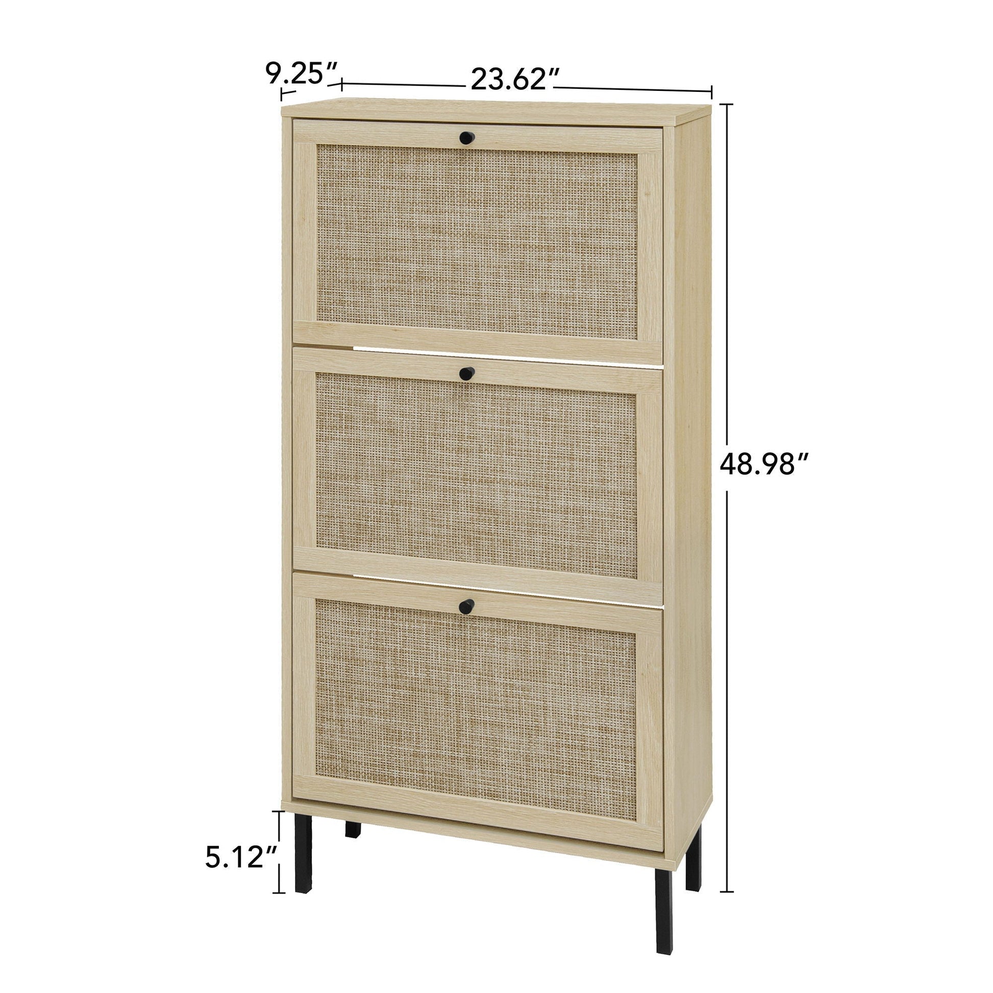 Shoe Cabinet: Modern Rattan 3-Door with natural wood frame and woven rattan panels, HouseOfZazla on Tampa Home & Garden Store