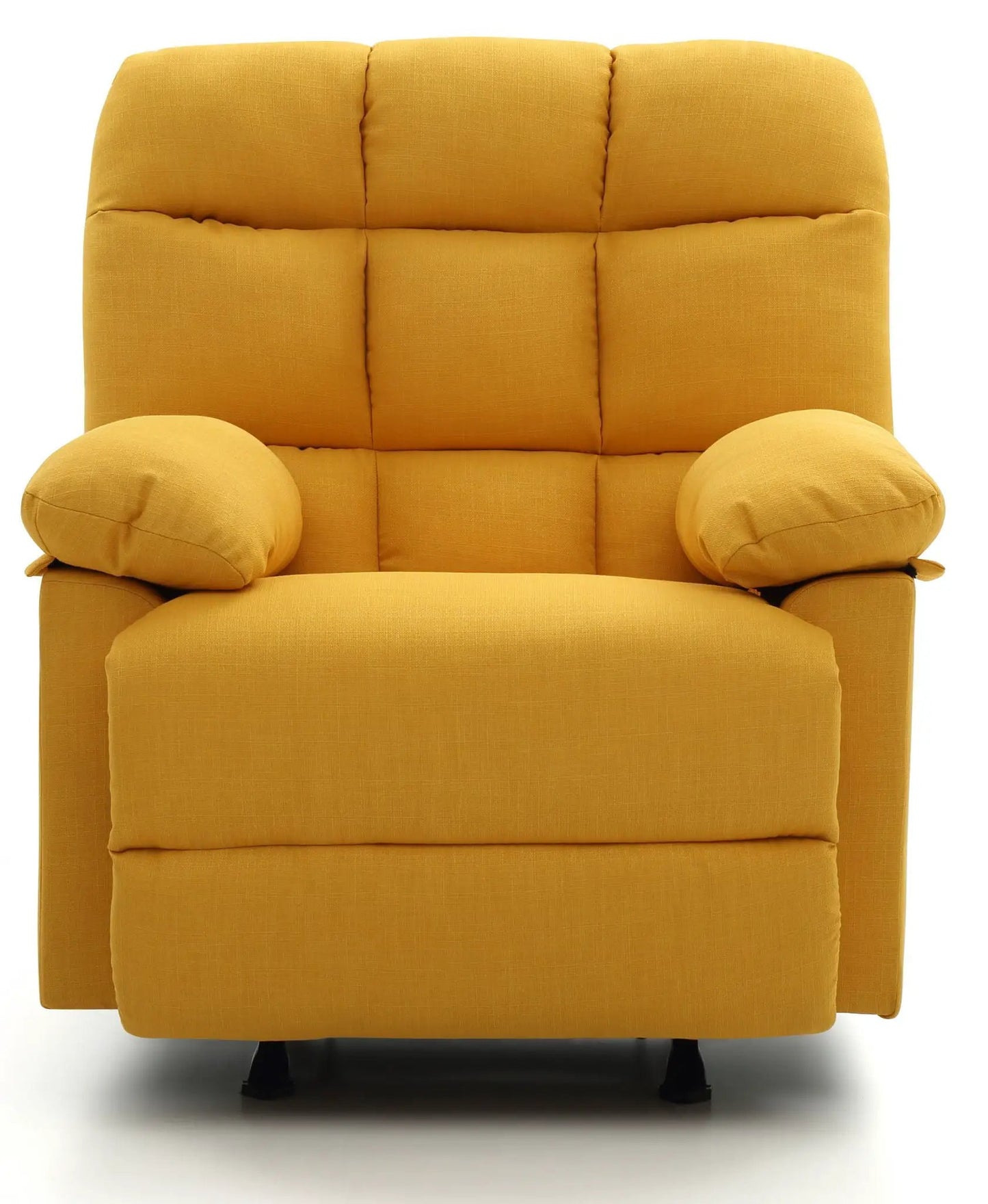 Cindy Rocker Recliner Unique Piece Furniture mustard-yellow back cushions and padded arms on Tampa Home & Garden Store