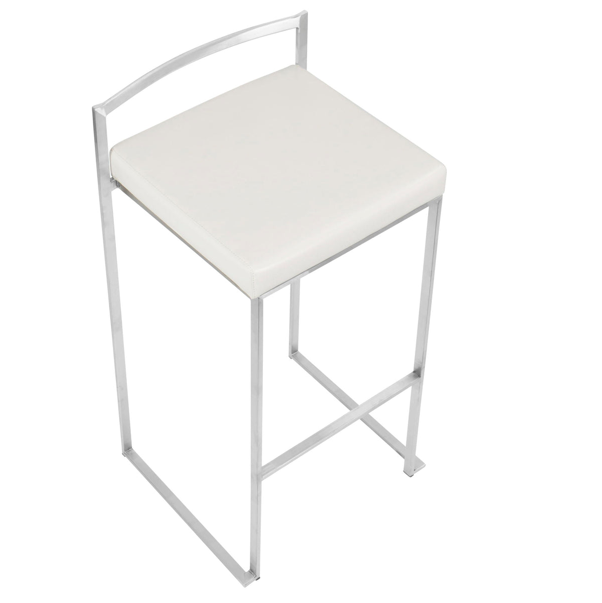 Contemporary stackable barstool with padded white seat and chrome frame by HouseOfZazla on Tampa Home & Garden Store