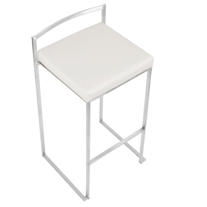 Contemporary stackable barstool with padded white seat and chrome frame by HouseOfZazla on Tampa Home & Garden Store