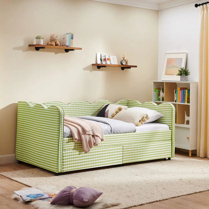Gingham Daybed With USB Port and Wave Design