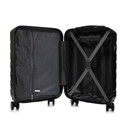 HouseOfZazla 14/20 in ABS spinner luggage set black 2-piece with mesh divider and cross straps on Tampa Home & Garden Store