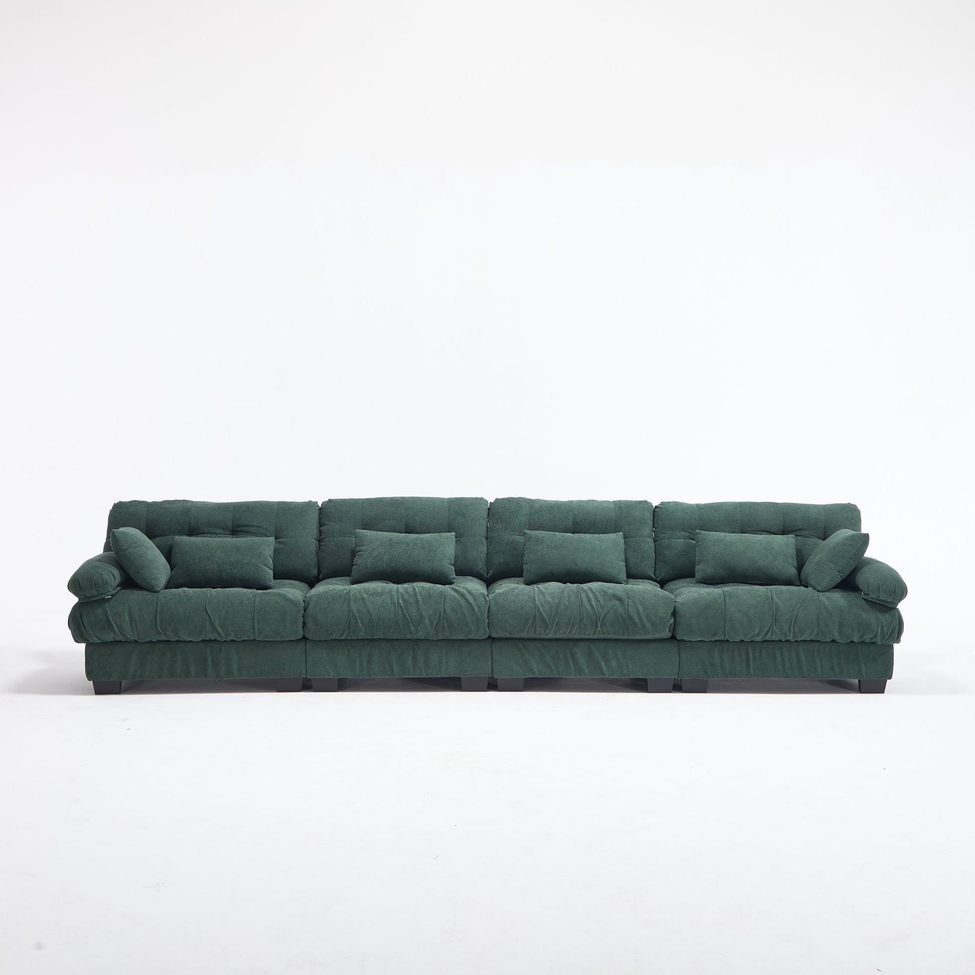 Modular sectional sofa Cloud Couch in emerald green velvet with tufted cushions by HouseOfZazla on Tampa Home & Garden Store