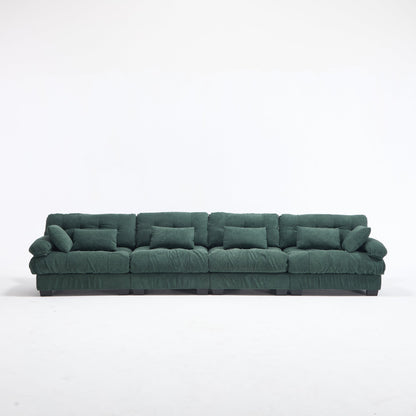 Modular sectional sofa Cloud Couch in emerald green velvet with tufted cushions by HouseOfZazla on Tampa Home & Garden Store